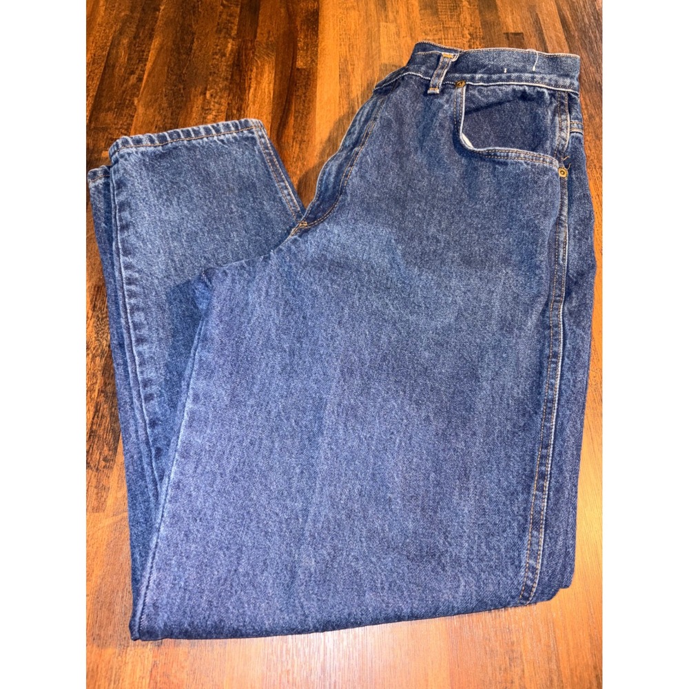 Vintage Chic High Waisted Mom Jeans Blue Denim Made in USA Size 18 Tapered‎ Leg